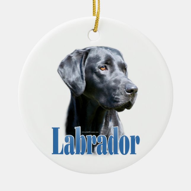 Labrador (black) Name Ceramic Tree Decoration (Front)