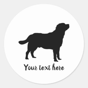Labrador Black Standing Lab Silhouette & Text Classic Round Sticker