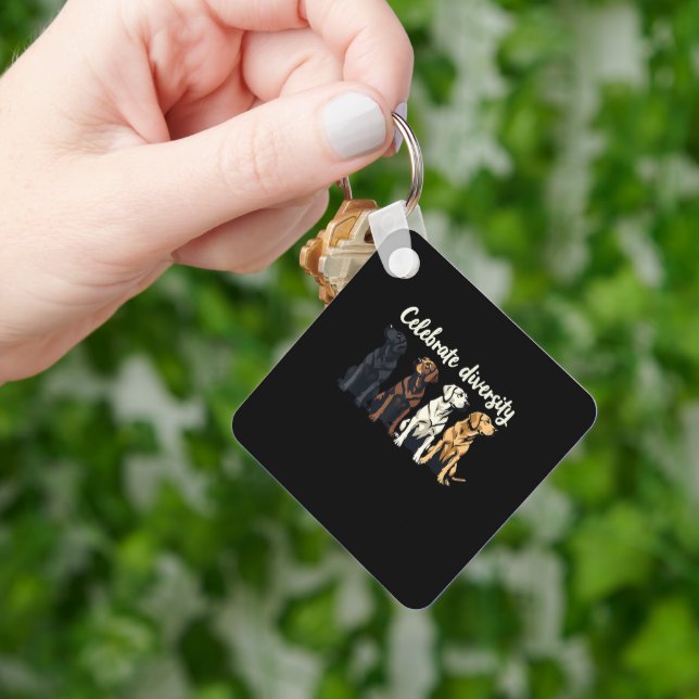 Labrador Celebrate Diversity Funny Lab Dog Key Ring (Hand)