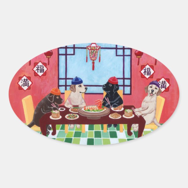 Labrador Chinese Restaurant Oval Sticker (Front)