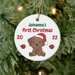 Labrador Christmas Babys first Christmas Ceramic Tree Decoration