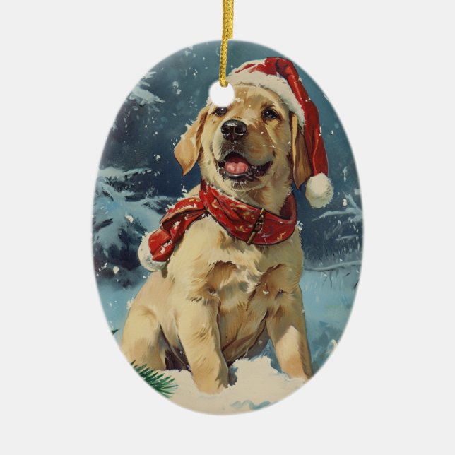 Labrador Christmas Ceramic Tree Decoration (Front)