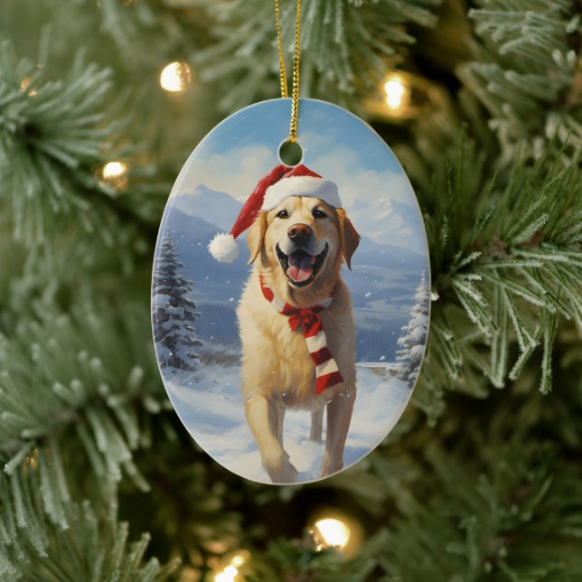 Labrador Christmas Ceramic Tree Decoration (Tree)