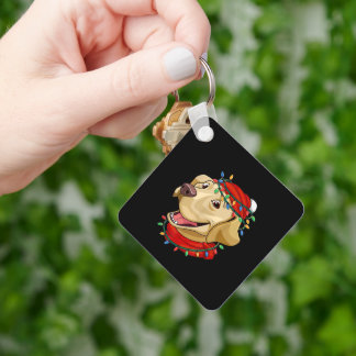 Labrador Christmas Dog Santa Hat Men Women Kids Key Ring