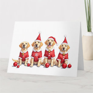 Labrador Christmas Dress Santa Hat Card