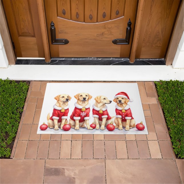 Labrador Christmas Dress Santa Hat Doormat (Outdoor)
