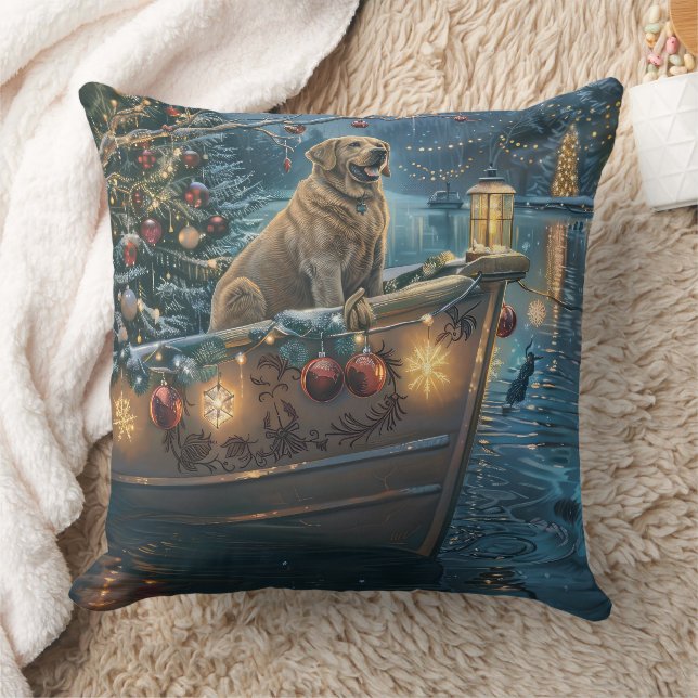 Labrador Christmas Festive Voyage Cushion (Blanket)