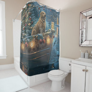 Labrador Christmas Festive Voyage Shower Curtain