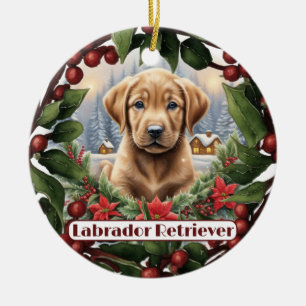 Labrador Christmas, Personalise Puppy Holiday Ceramic Tree Decoration