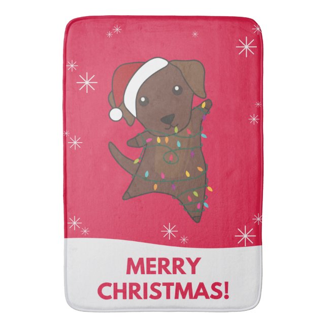 Labrador Christmas Snow Winter Animals Dogs Bath M Mat (Front Vertical)
