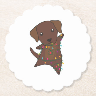 Labrador Christmas Snow Winter Animals Dogs Paper Coaster