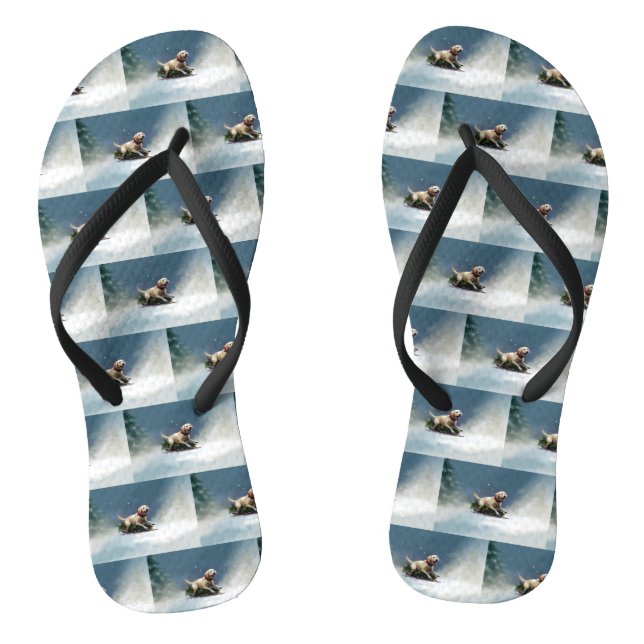 Labrador Christmas snow winter Jandals (Footbed)