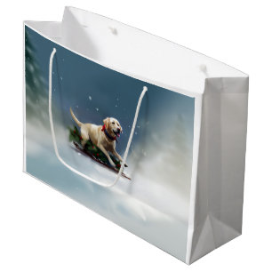 Labrador Christmas snow winter Large Gift Bag