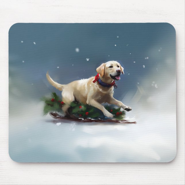 Labrador Christmas snow winter Mouse Pad (Front)