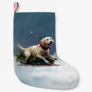 Labrador Christmas snow winter Small Christmas Stocking