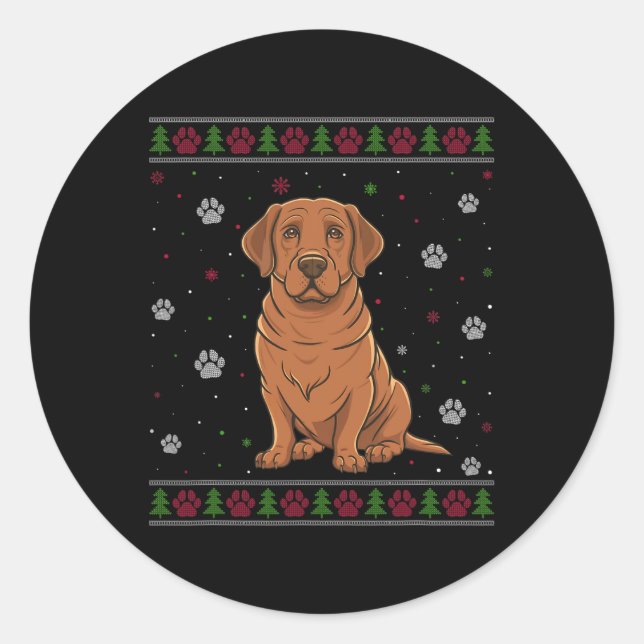 Labrador Christmas Sweater Xmas Pet Animal Dog Lov Classic Round Sticker (Front)