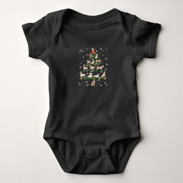Labrador Christmas Tree Covered By Flashlight Baby Bodysuit (Front)