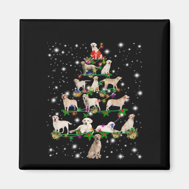 Labrador Christmas Tree Covered By Flashlight Magnet (Front)