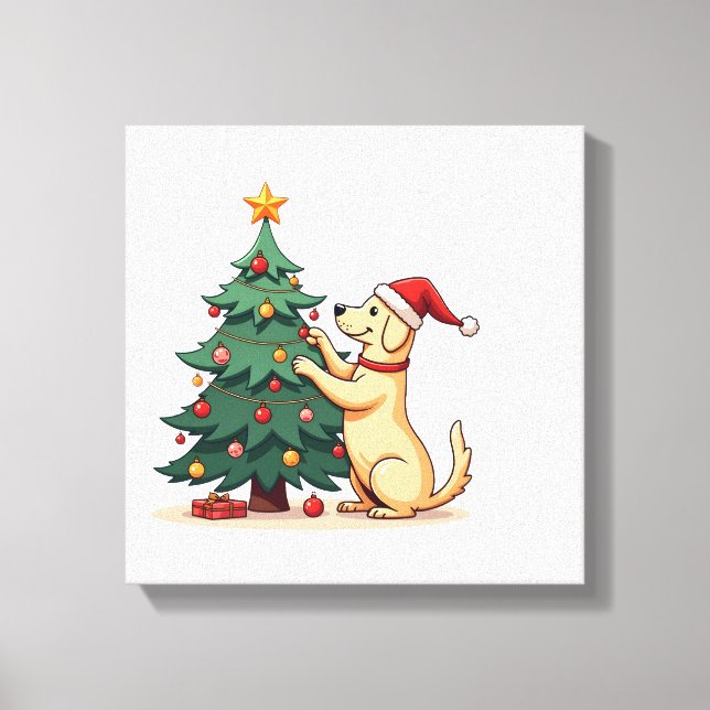 Labrador Christmas Tree Helper Canvas Print (Front)