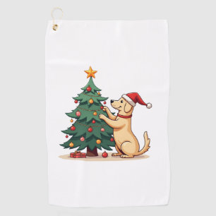 Labrador Christmas Tree Helper Golf Towel