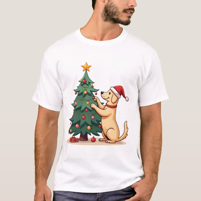Labrador Christmas Tree Helper T-Shirt (Front)