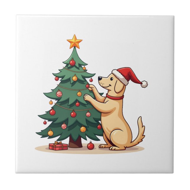 Labrador Christmas Tree Helper Tile (Front)