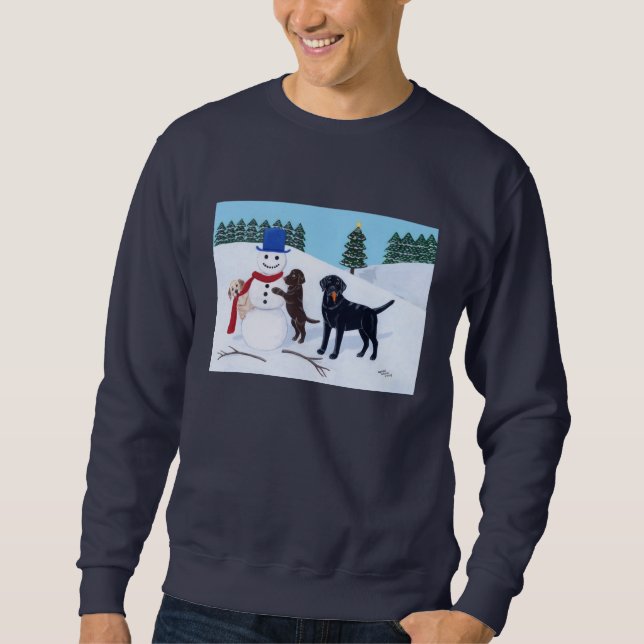 Labrador Christmas with Snowman Sweatshirt (Front)