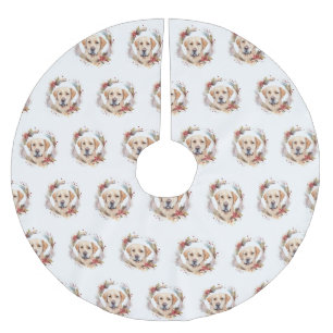 Labrador Christmas Wreath Festive Pup Brushed Polyester Tree Skirt