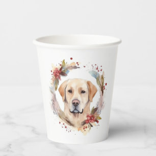 Labrador Christmas Wreath Festive Pup Paper Cups