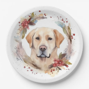 Labrador Christmas Wreath Festive Pup Paper Plate