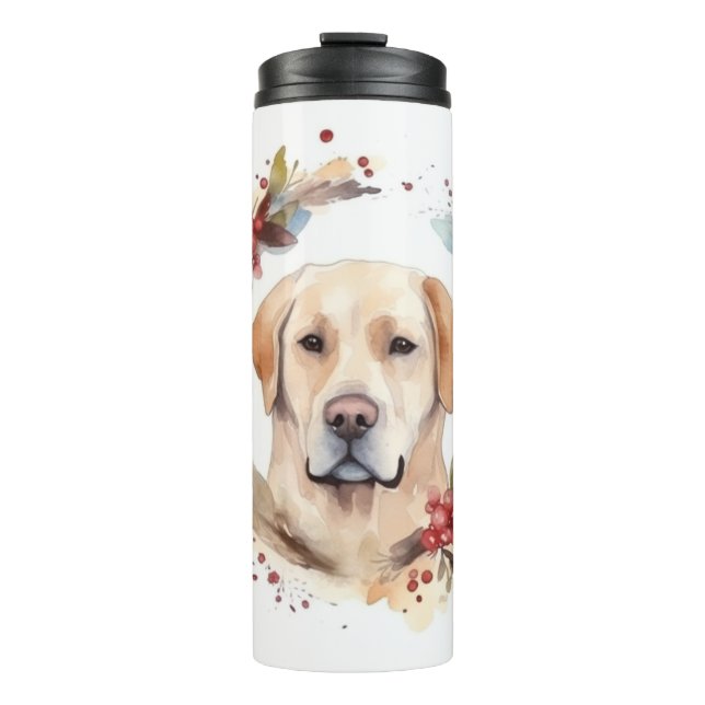 Labrador Christmas Wreath Festive Pup  Thermal Tumbler (Front)