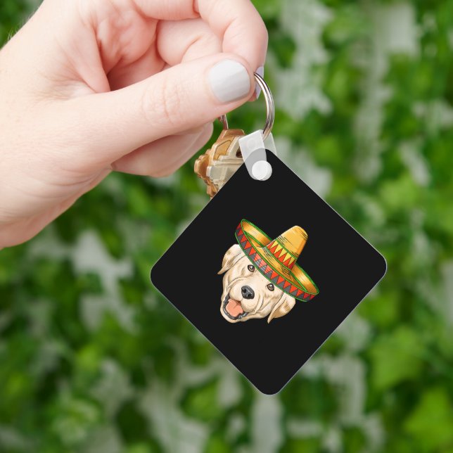 Labrador Cinco De Mayo Mexican Sombrero Labrador Key Ring (Hand)