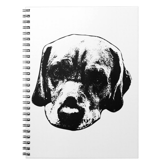 Labrador Close‑Up Black & White Portrait Notebook (Front)