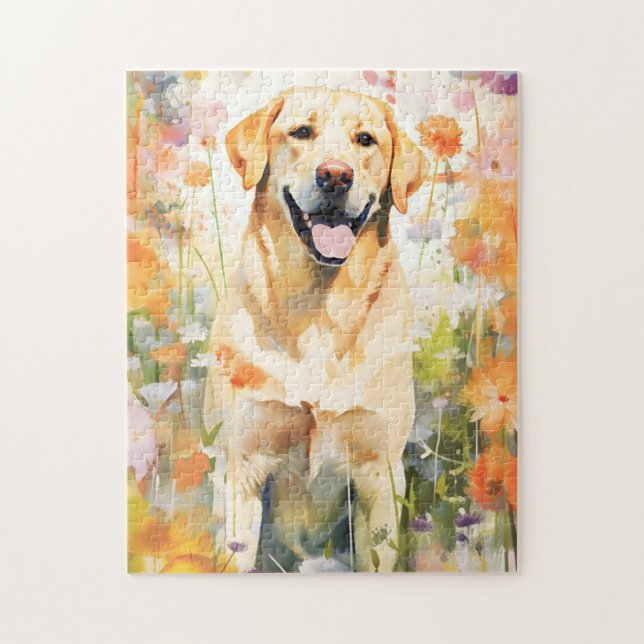 Labrador colourful watercolor artwork jigsaw puzzle (Vertical)