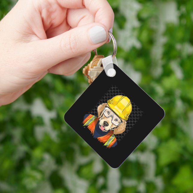 Labrador Construction Worker Labrador Dog Key Ring (Hand)