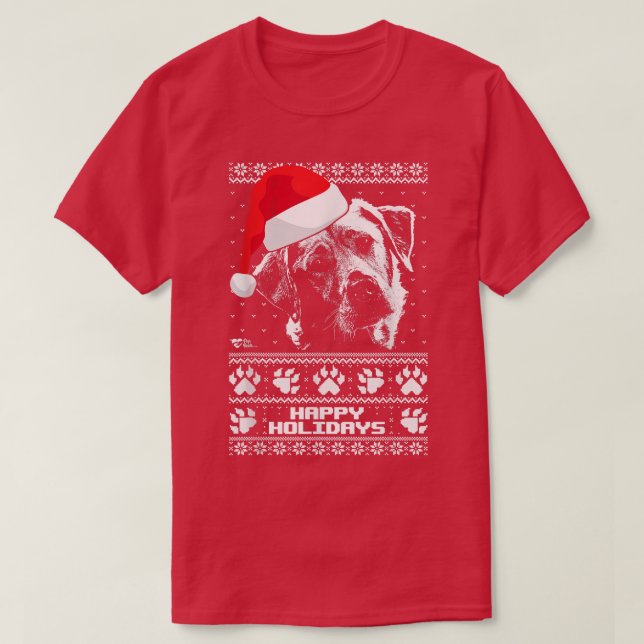 Labrador Cute Happy Holidays Christmas  T-Shirt (Design Front)