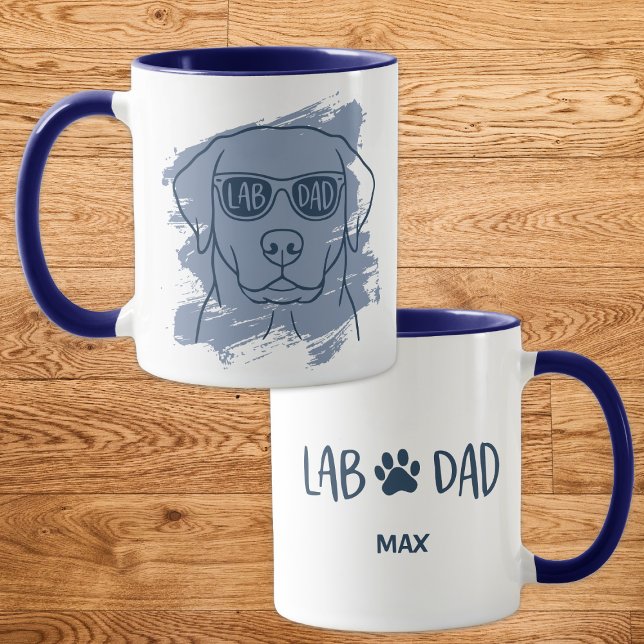 Labrador Dad Mug with Custom Name & Ice Blue Brush (Creator Uploaded)