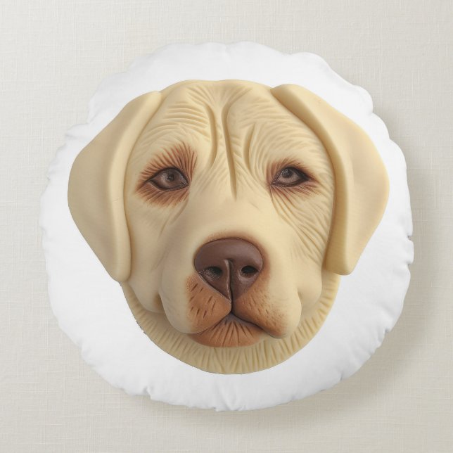 Labrador Dog 3D Inspired Round Cushion (Front)
