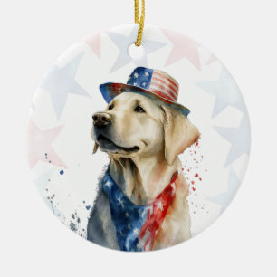 Labrador Dog, 4th of july Personalized Ceramic Tree Decoration
