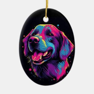 Labrador Dog Aesthetic Vaporwave Ceramic Tree Decoration