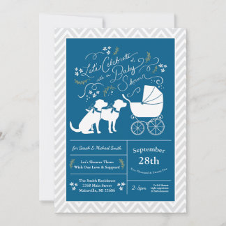 Labrador Dog Baby Shower Blue Boy Lab 2 Dogs Invitation