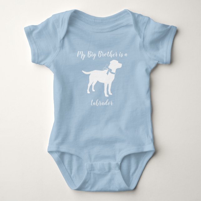 Labrador Dog Baby Shower Blue Boy Lab Bodysuit (Front)