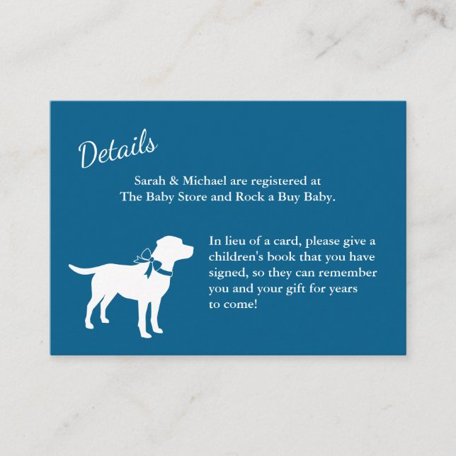 Labrador Dog Baby Shower Blue Boy Lab Enclosure Card (Front)