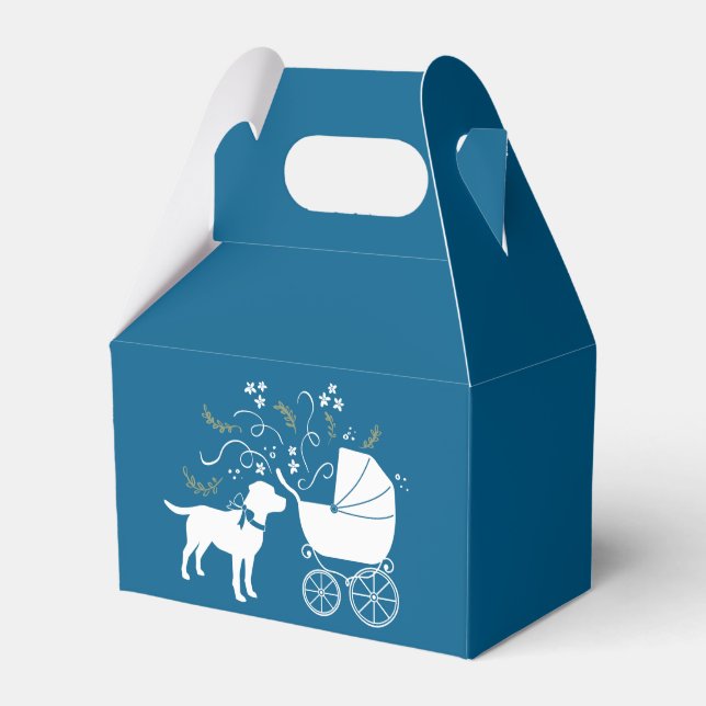 Labrador Dog Baby Shower Blue Boy Lab Favour Box (Front Side)
