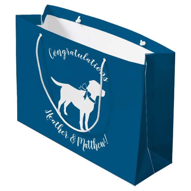 Labrador Dog Baby Shower Blue Boy Lab Large Gift Bag (Back Angled)
