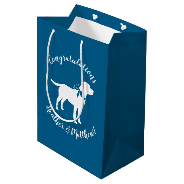 Labrador Dog Baby Shower Blue Boy Lab Medium Gift Bag (Back Angled)