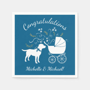 Labrador Dog Baby Shower Blue Boy Lab Napkin