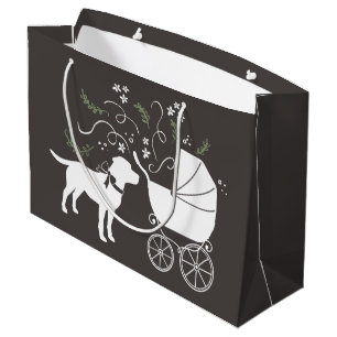 Labrador Dog Baby Shower Lab Grey Gender Neutral Large Gift Bag