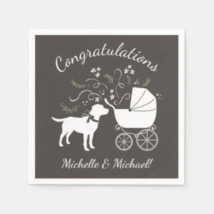 Labrador Dog Baby Shower Lab Grey Gender Neutral Napkin
