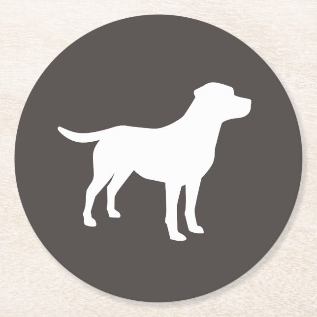 Labrador Dog Baby Shower Lab Grey Gender Neutral Round Paper Coaster (Front)
